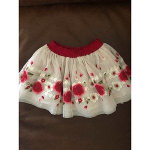 🌺Mayoral super special fall holiday tulle skirt with red embroidered flowers